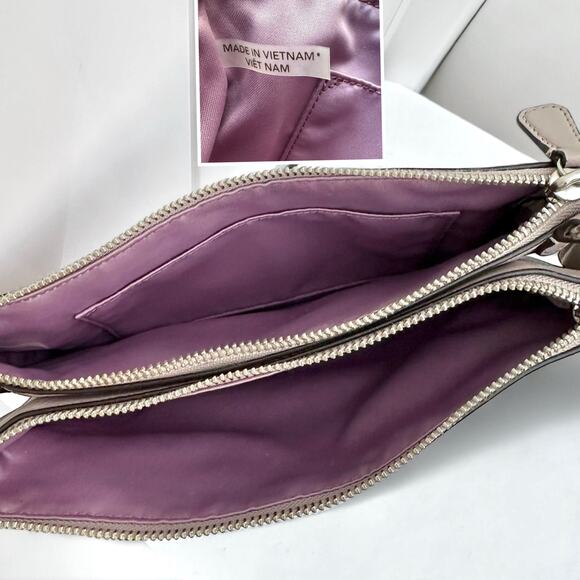 Coach Lyla Park Leather Double Gusset Nude Soft Pebbled Shoulder Bag Crossbody - Picture 7 of 8